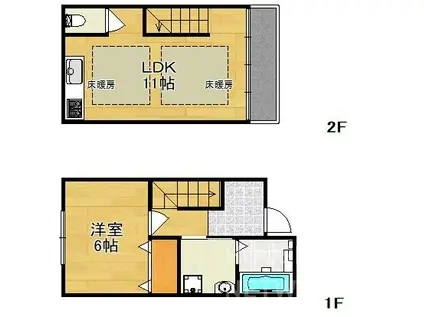 セレナ御所東(1LDK/1階)の間取り写真