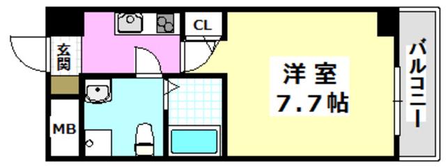 SERENITE千里丘(1K/7階)の間取り写真