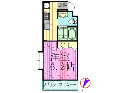 東京メトロ東西線 浦安駅(千葉) 徒歩12分 4階建 築6年(1K/3階)の間取り写真