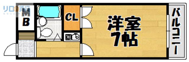 シャトー栄根II(1K/4階)の間取り写真