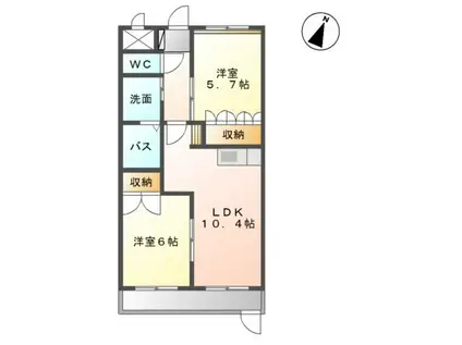 グランディール江無田(2LDK/1階)の間取り写真