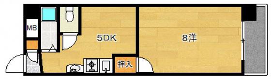 宮脇ビル(1DK/3階)の間取り写真