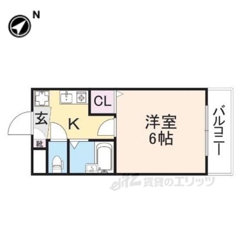 フリーディオ寝屋川(1K/1階)の間取り写真