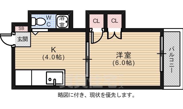 島津ビル(1K/2階)の間取り写真