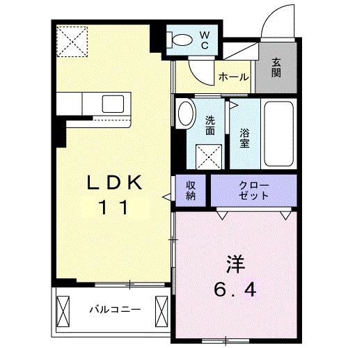 シャルール メゾン II(1LDK/3階)の間取り写真
