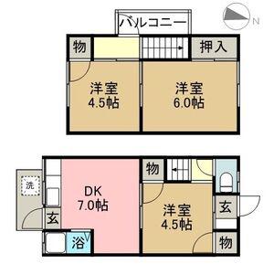 錦荘 A棟(3DK/2階)の間取り写真