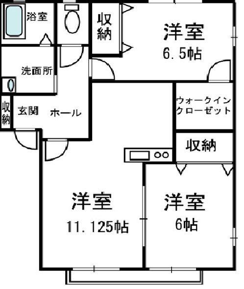 アヴァンセC(2LDK/1階)の間取り写真