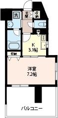 エスティメゾン三軒茶屋II(1K/5階)の間取り写真