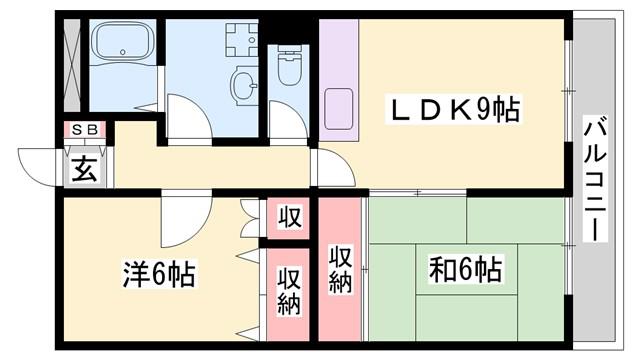 ジョイタウン北条(2LDK/2階)の間取り写真