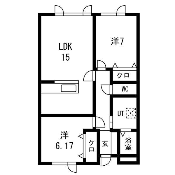 フォレスト北郷(2LDK/2階)の間取り写真