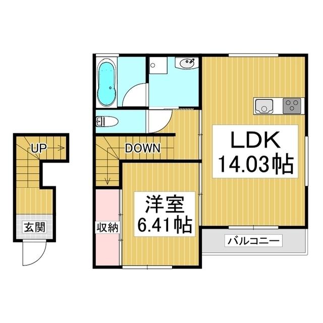 キーファー江戸浜II(1LDK/2階)の間取り写真