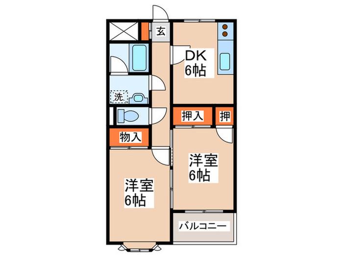 リブレ府中(2DK/3階)の間取り写真