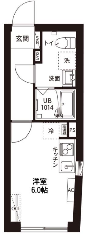 レピュア磯子駅前レジデンス(ワンルーム/1階)の間取り写真