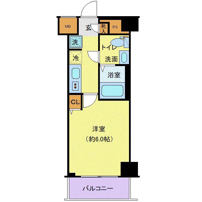 ジェノヴィアお花茶屋IIスカイガーデン(1K/6階)の間取り写真