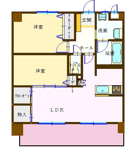サンフォレスト三林ビル(2LDK/3階)の間取り写真