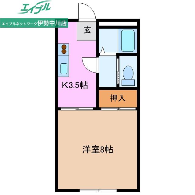 川方マンションII(1K/1階)の間取り写真