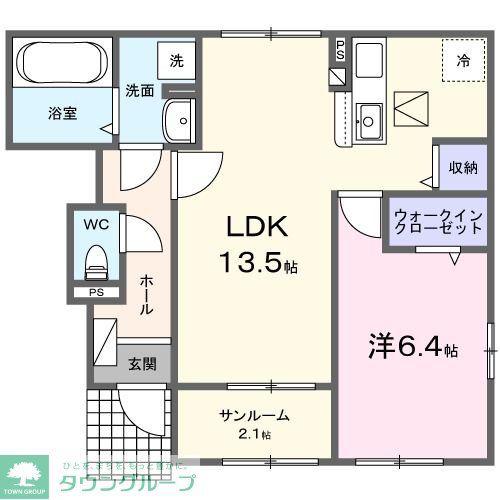 イーストサイド・エリカーナ(1LDK/1階)の間取り写真