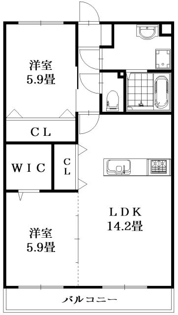 ガーデンヒルズ城南X(2LDK/2階)の間取り写真