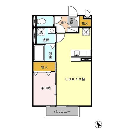 K・ブロッサムII(1LDK/1階)の間取り写真