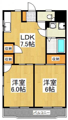 第一マンションコスモ(2DK/2階)の間取り写真