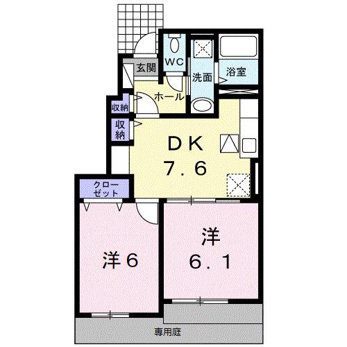 JR紀勢本線 藤並駅 徒歩12分 2階建 築7年(2DK/1階)の間取り写真