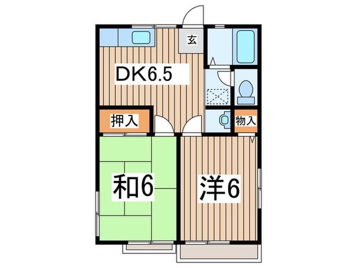 カーサ・プラート(2DK/2階)の間取り写真