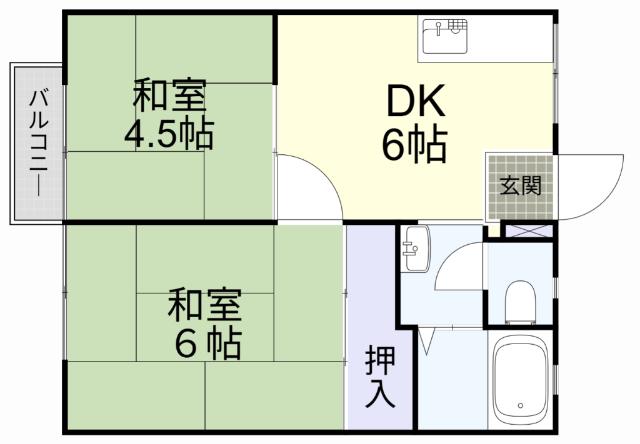 パナハイツ原田(2DK/2階)の間取り写真