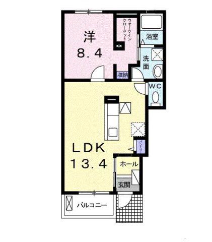 ラベリーズ・アン ジェIIA(1LDK/1階)の間取り写真