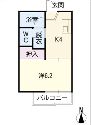 コートビレッジ(1K/1階)の間取り写真