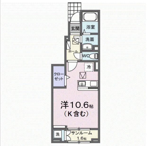 S・GVI(ワンルーム/1階)の間取り写真