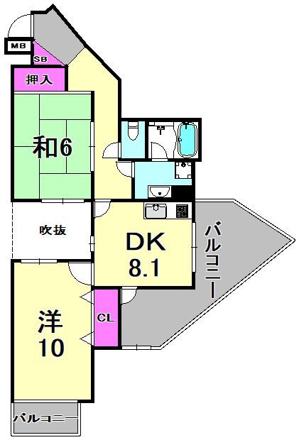 メゾンリベルテ(2LDK/3階)の間取り写真