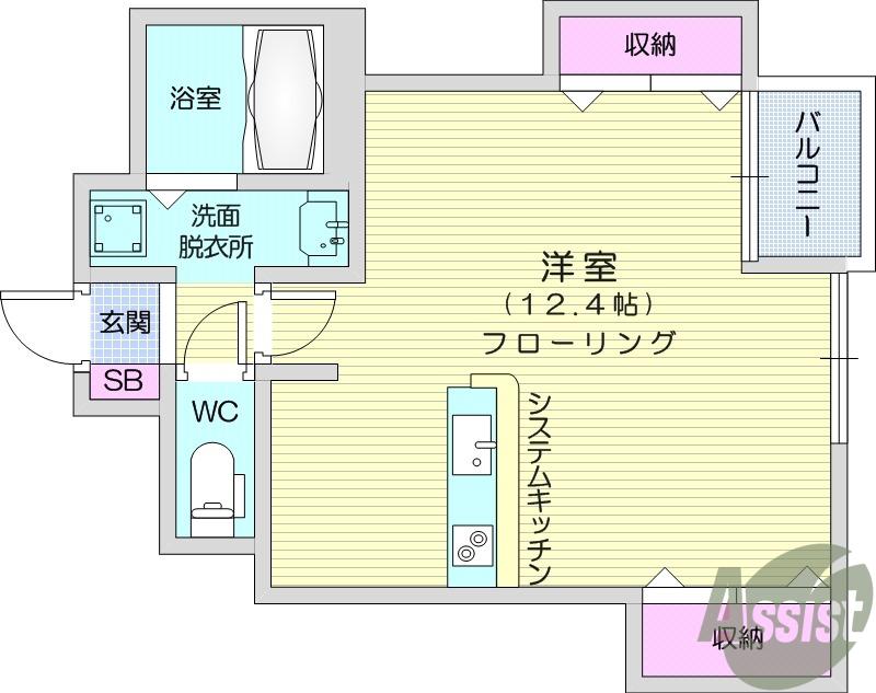 TASSO長町南(ワンルーム/2階)の間取り写真