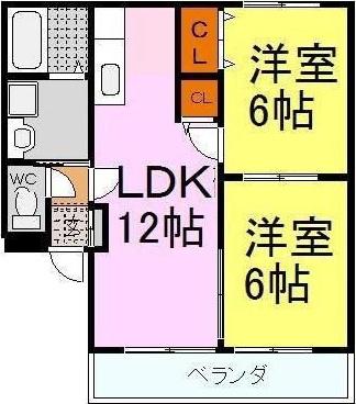 フルーレ(2LDK/1階)の間取り写真