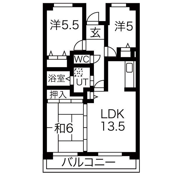 アネックス東名(3LDK/2階)の間取り写真