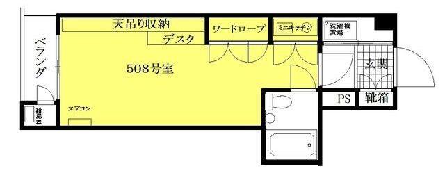 麻布狸穴ナショナルコート(1K/5階)の間取り写真