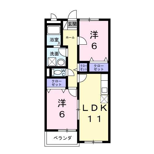 ソレアード(2LDK/1階)の間取り写真