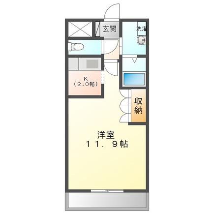 シェルル-YS(1K/2階)の間取り写真