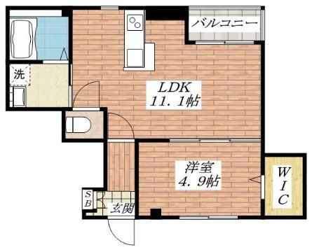エルドール竹橋(1LDK/2階)の間取り写真