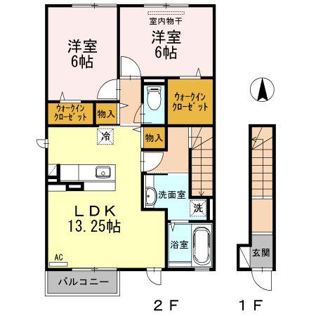 ソリスガーデン(2LDK/2階)の間取り写真