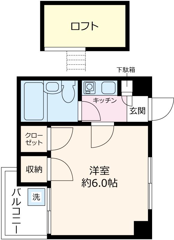 ルミナス町屋(1K/2階)の間取り写真