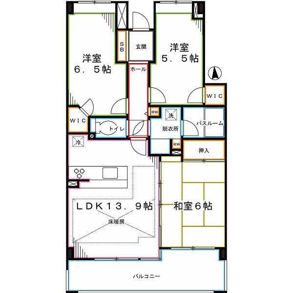 レクセルマンション小平ウエスト(3LDK/3階)の間取り写真