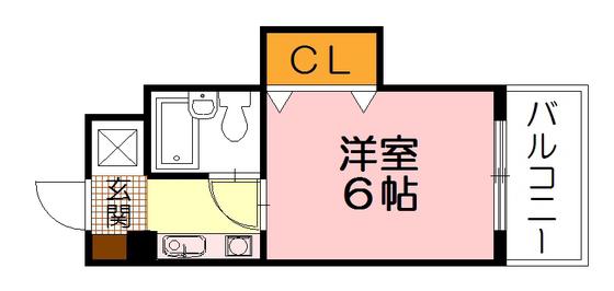 ダイアパレス比治山公園(1K/9階)の間取り写真
