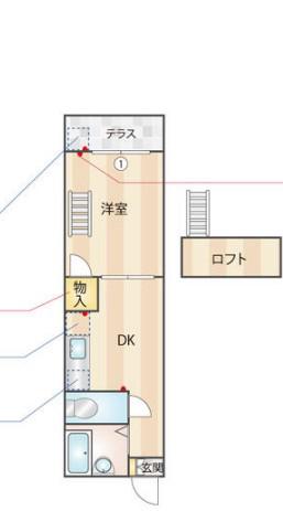 ルーブル(1DK/1階)の間取り写真