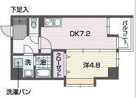 レキシントンスクエア駅東(1DK/9階)の間取り写真