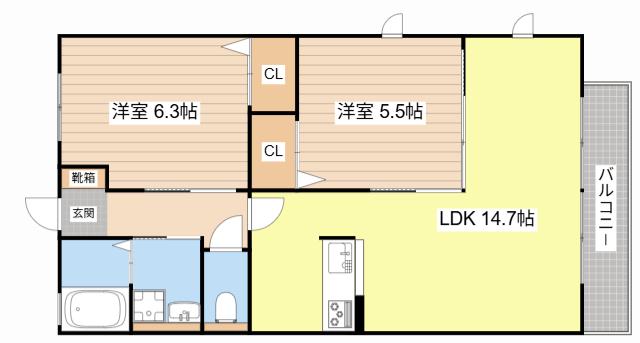 稲場ハイム(2LDK/2階)の間取り写真