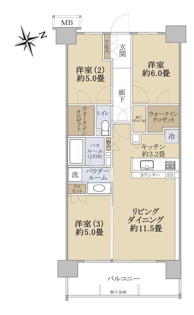 シティテラス八潮(3LDK/7階)の間取り写真
