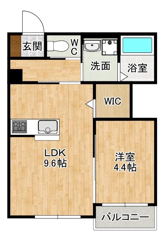 ELLINA貴船III(1LDK/2階)の間取り写真