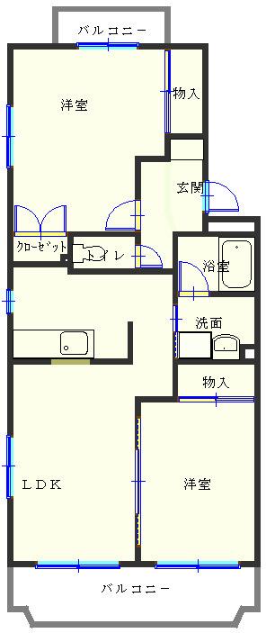 ベアーガーデン(2LDK/1階)の間取り写真
