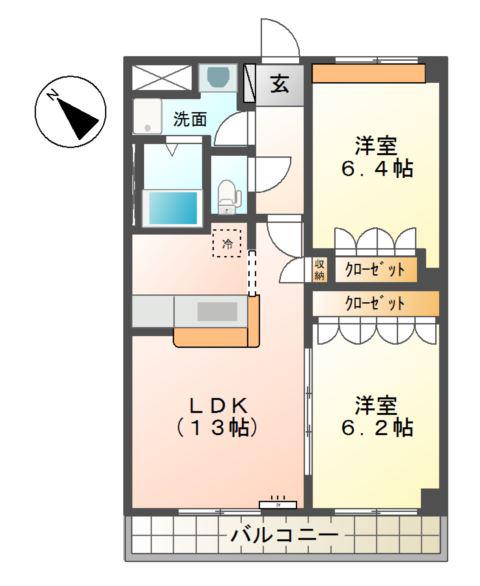 メゾンひばりヶ丘弐番館(2LDK/2階)の間取り写真