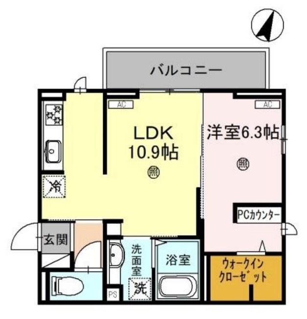 D-PLACE駅南大路(1LDK/2階)の間取り写真
